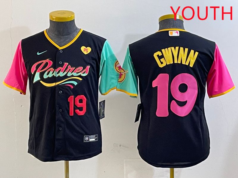 Youth San Diego Padres #19 Gwynn Black City Edition Game 2025 Nike MLB Jersey style 14->youth mlb jersey->Youth Jersey